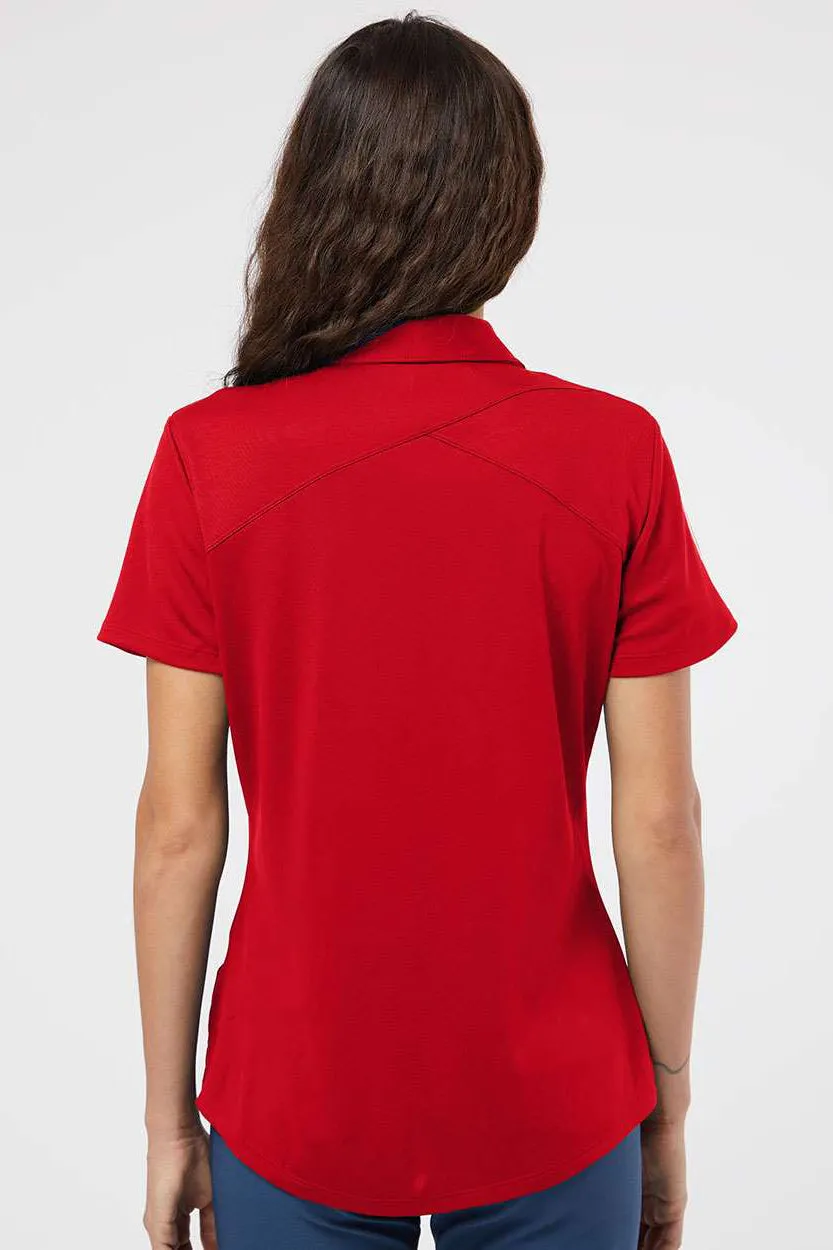 Adidas Womens Floating 3 UPF 50  Stripes Short Sleeve Polo Shirt - Team Power Red/White