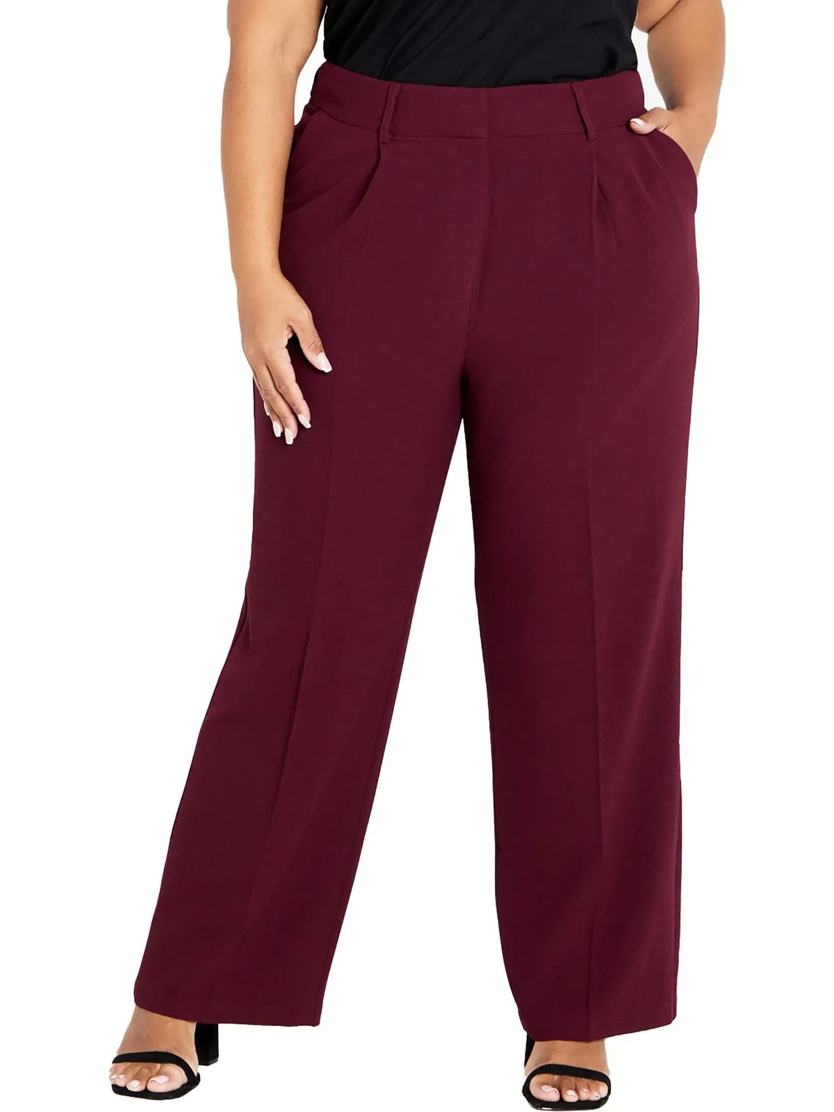 Plus Audrie Womens Textured High Rise Dress Pants