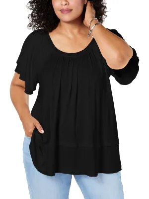 Plus Womens Slub Short Sleeves T-Shirt