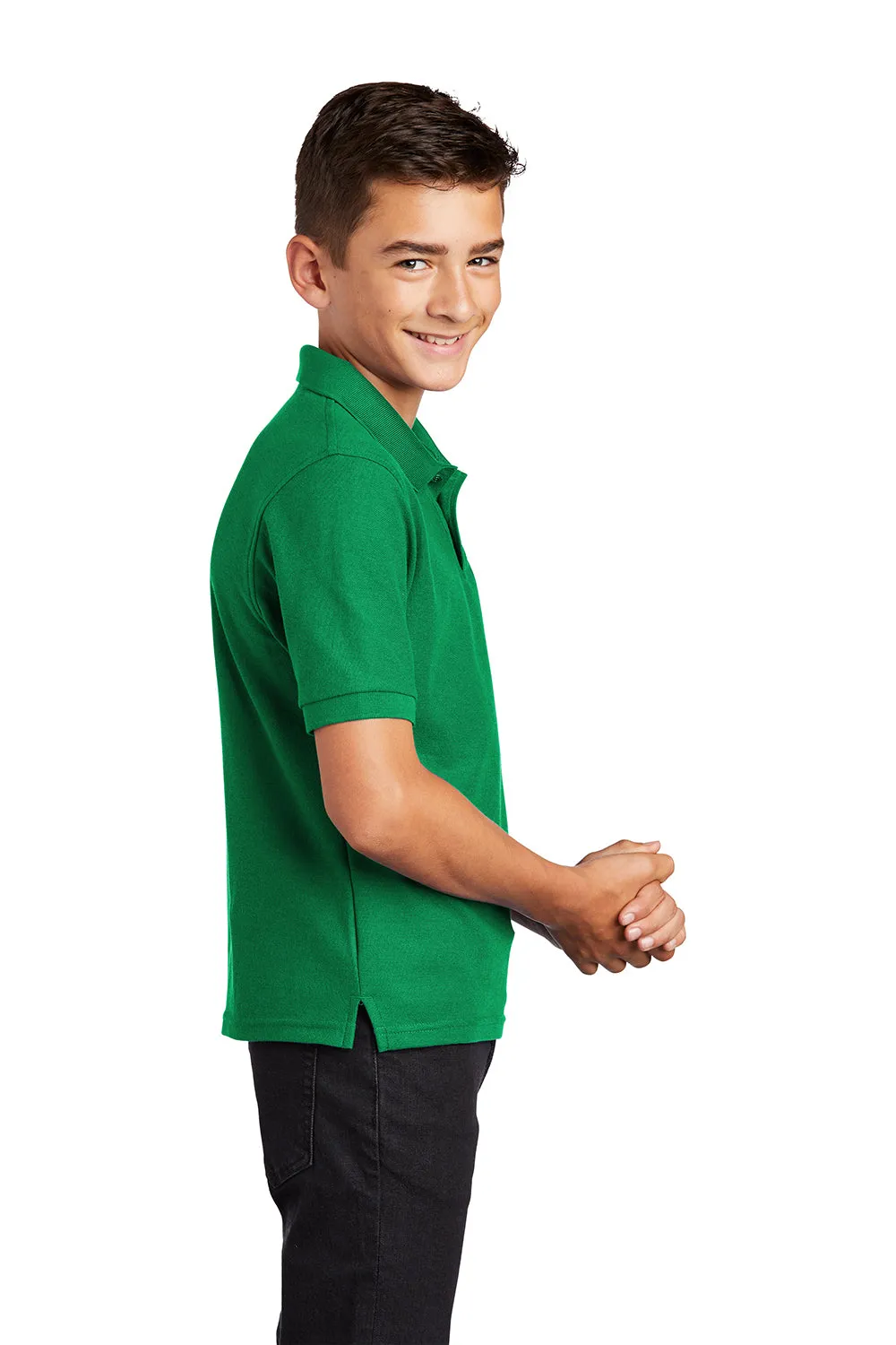 Port Authority Youth Silk Touch Wrinkle Resistant Short Sleeve Polo Shirt - Kelly Green